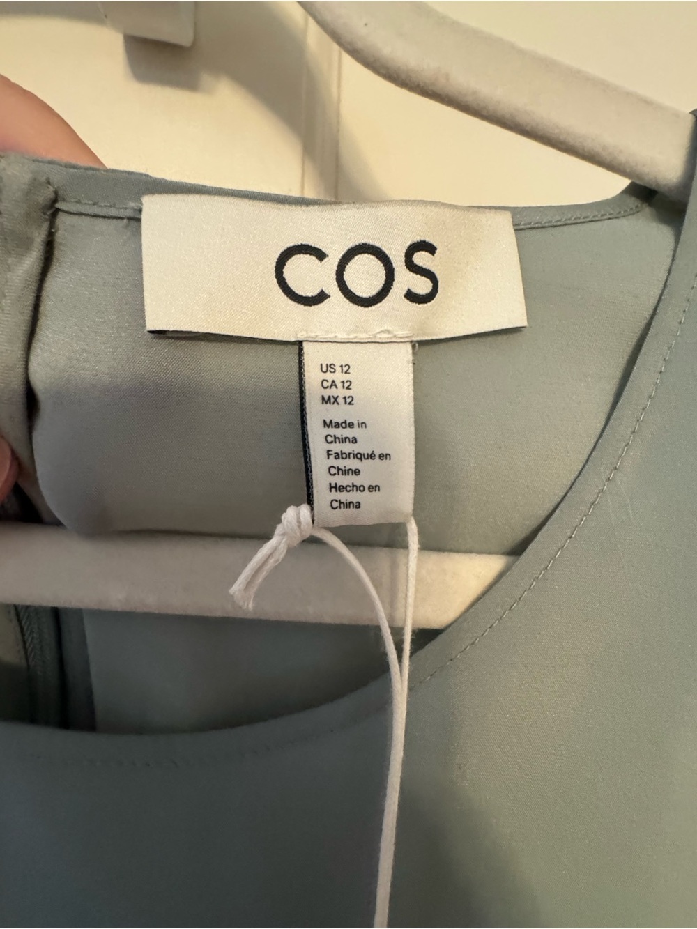 COS Sage Green Asymmetrical Knot Midi Dress NWT - Picture 4 of 6